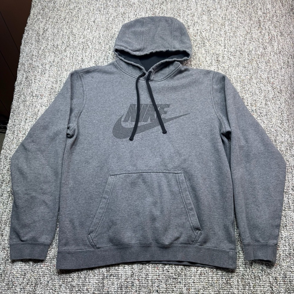 Nike Hoodie Mens Medium Sweatshirt Pullover Fleece Gray 861726-071 Y2K